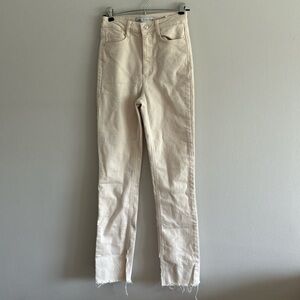 Zara Women's Cream Denim Jean Sz 2